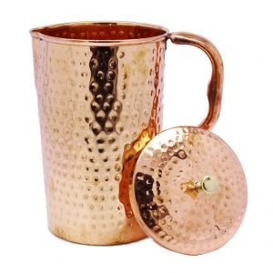 Hammered Copper Pitcher With Lid