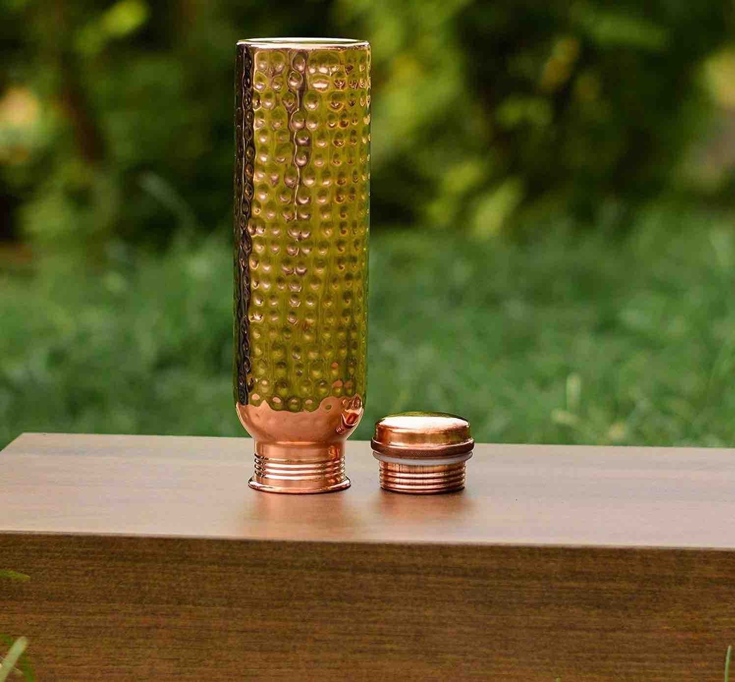 100% Pure Copper bottle hammered design